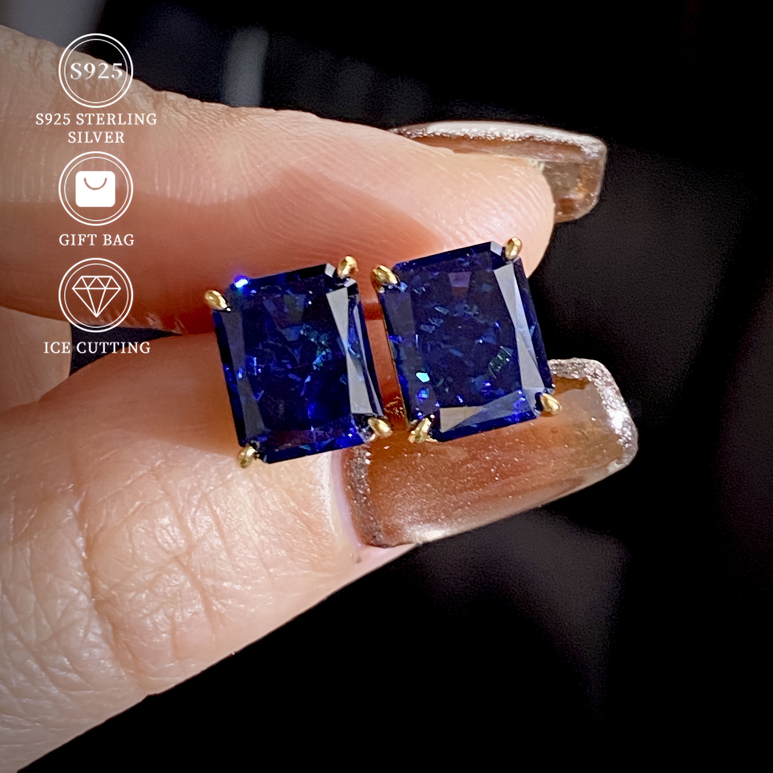 Women's Exquisite Tanzanite Blue 925 Sterling Silver Earrings